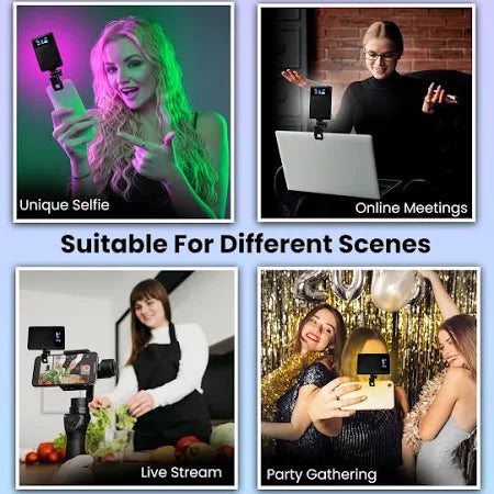RGB Portable Camera And Mobile Light Dimmable Panel Lamp | Full Color 2700-6500k 6.5W for Smart Phone Photography Video Led Light 1800 mAh for Zoom Calls/Live Stream/Selfies/Makeup/Vlogging