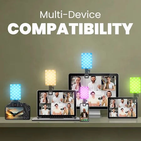 RGB Portable Camera And Mobile Light Dimmable Panel Lamp | Full Color 2700-6500k 6.5W for Smart Phone Photography Video Led Light 1800 mAh for Zoom Calls/Live Stream/Selfies/Makeup/Vlogging